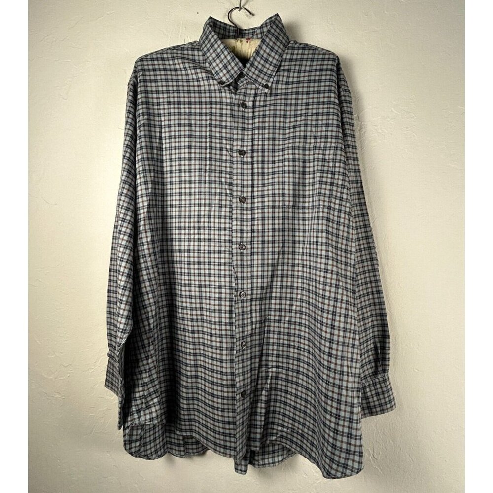 Robert Talbott Mens Long Sleeve Plaid Flannel Button Down Classic Shirt XL Multi
